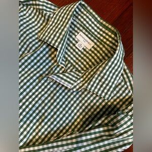 Banana Republic Men’s Green and White Plaid Button Down, XL, 100% Cotton